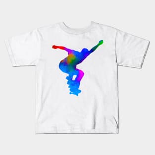 Watercolor Skateboarder Kids T-Shirt